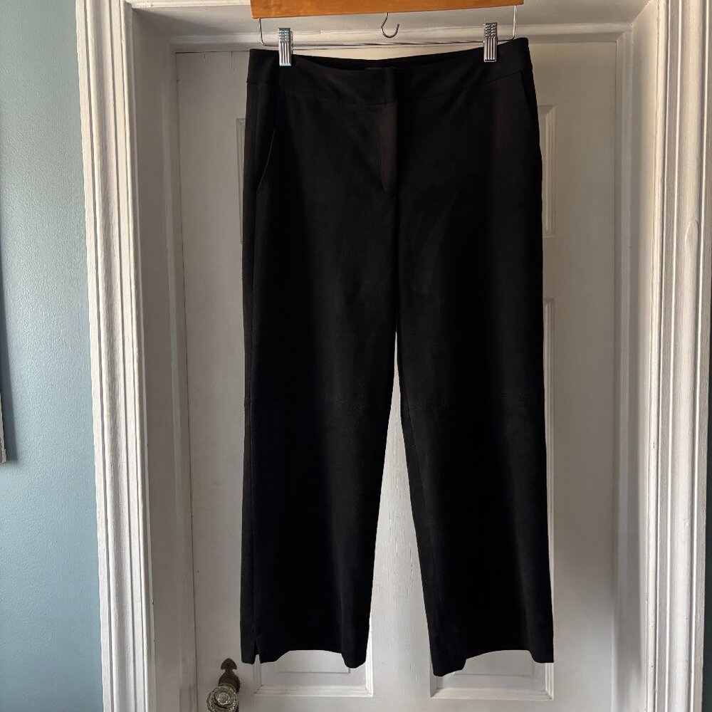 J.McLaughlin Black Suede Wide Straight Leg Cropped Pants Size 4